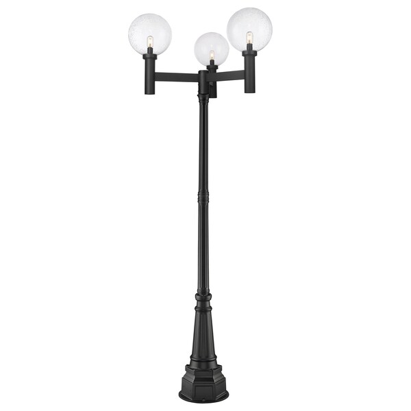 Z-Lite Laurent Outdoor Post Mounted Fixture, 3-Light, 39 In.W x 107.5 In.H, Black/Clear Seedy 599BP3-564P-BK - main